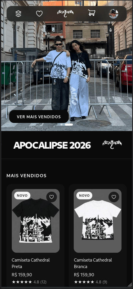 Template Loja de Moda Streetwear no celular